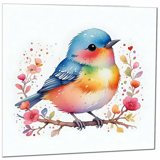 Cute Bird Greeting Card - Any Occasion - Colourful Bird Illustration