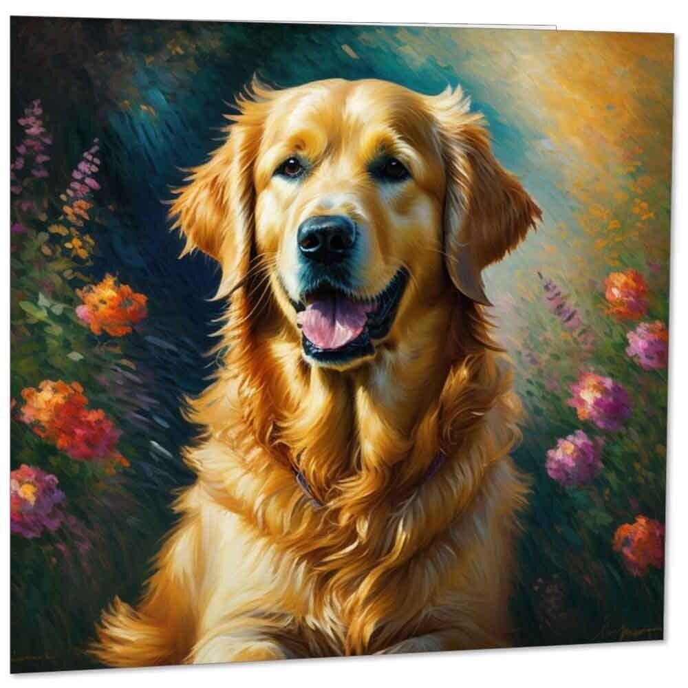 Golden Retriever Greeting Card - Dog illustration 145mm x 145mm