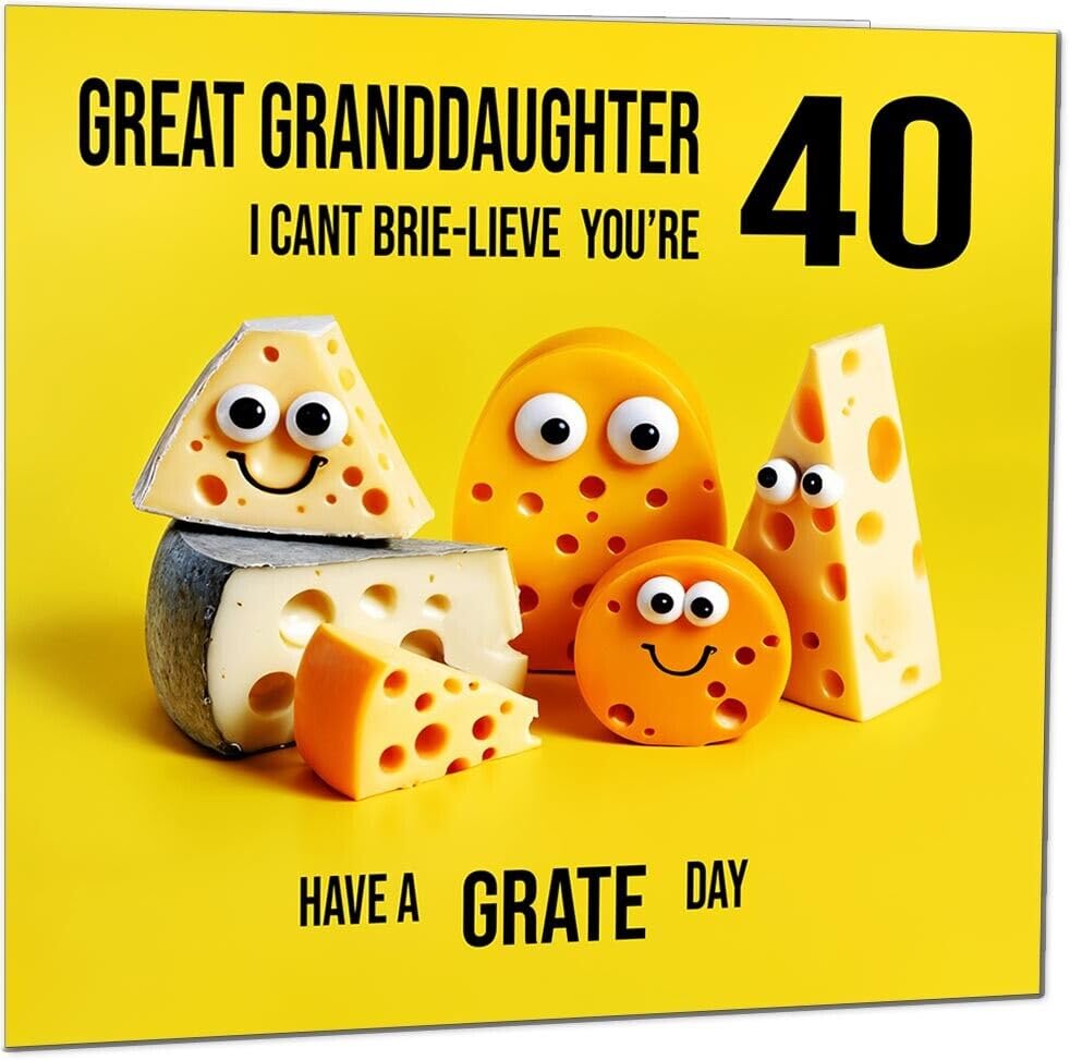 Great Granddaughter Birthday Card - Cheese Pun Funny Great Granddaughers