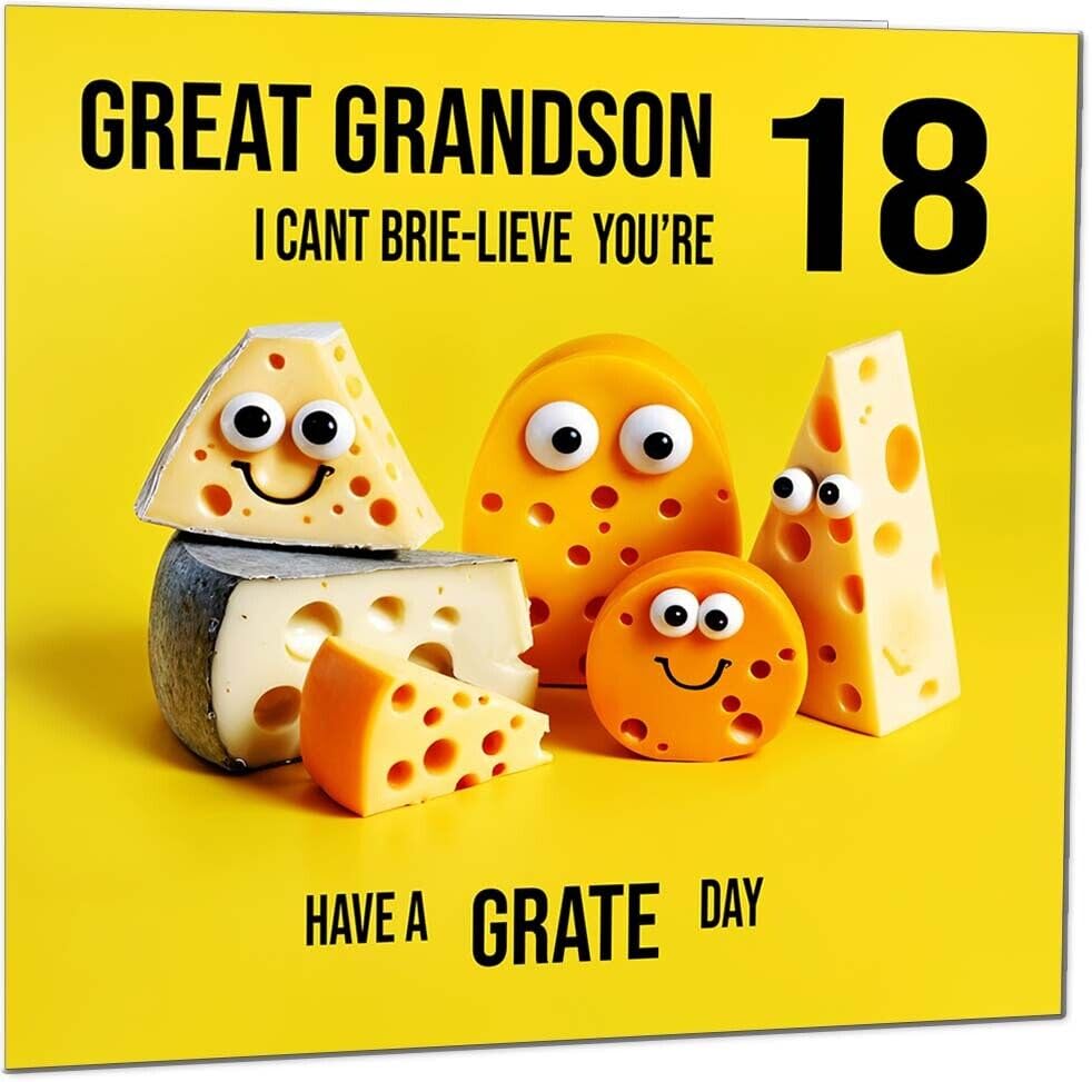 Great Grandson Birthday Card - Cheese Pun Funny Great Grandson