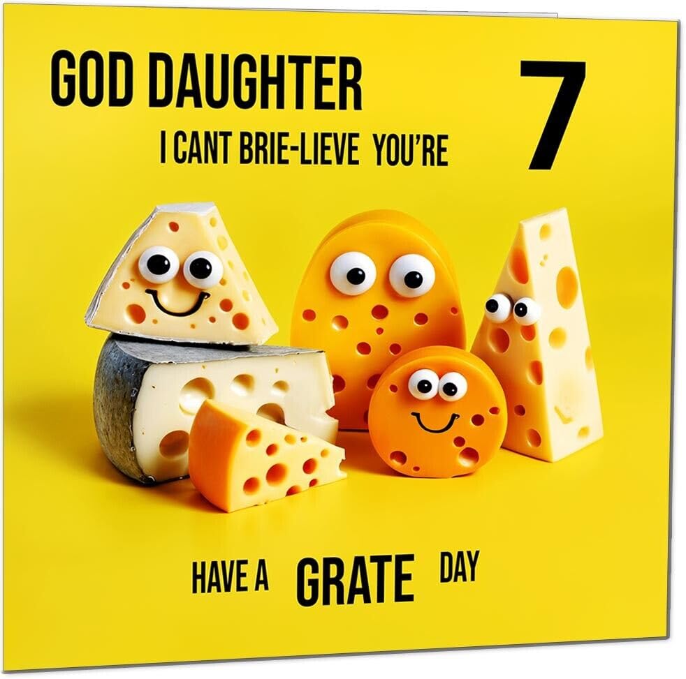 God Daughter Birthday Card - Cheese Pun Funny God Daughters