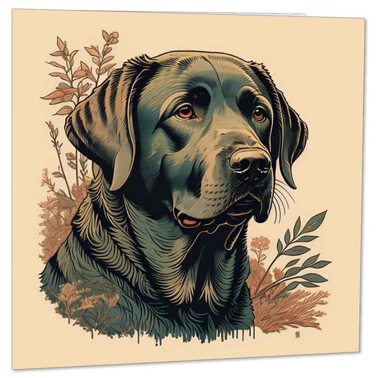 Black Labrador Birthday Cards - Labrador Art Greeting Cards 145 x 145mm