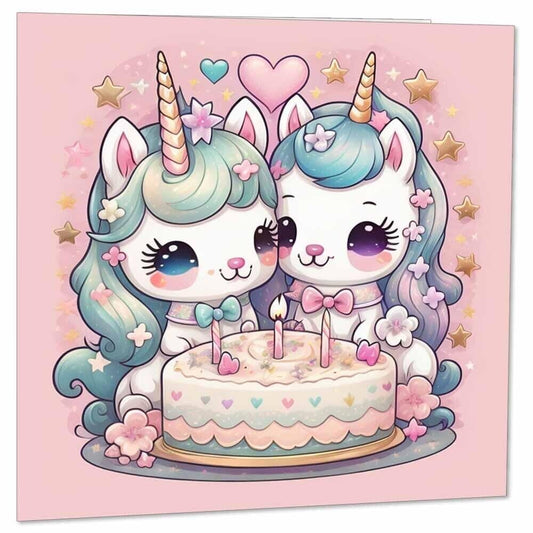 Kids Unicorns Birthday Card for Children Birthday Cards 145 x 145mm