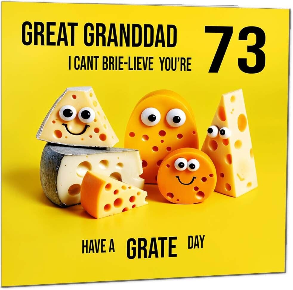 Great Granddad funny Birthday Card - Cheese Pun Funny Great Granddads