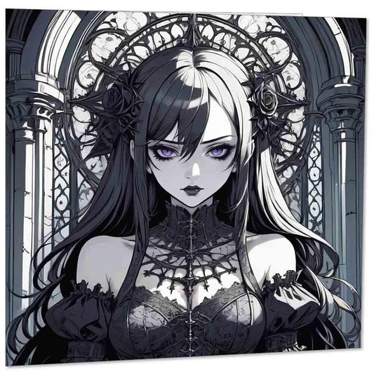 Gothic Girl Birthday Card - Cute Goth Girl Greeting Card 145mm x 145mm