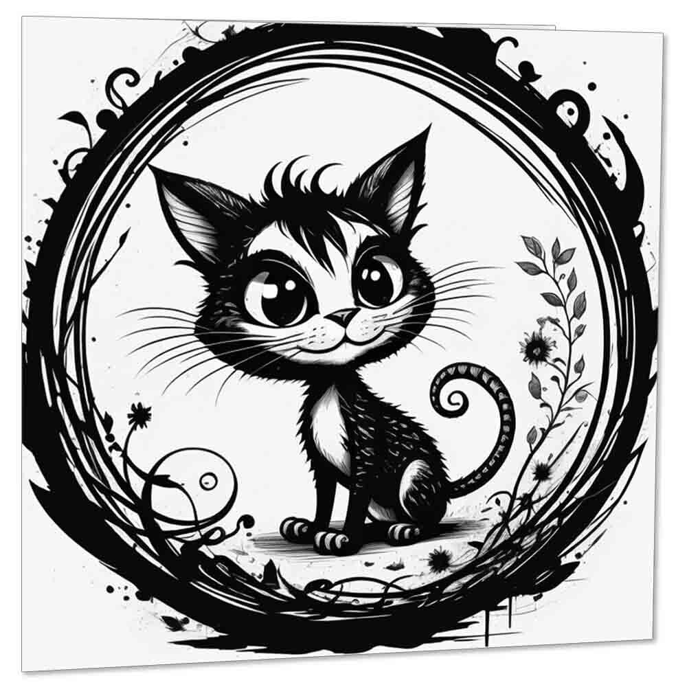 Gothic Cat Greeting Card 145 x 145mm