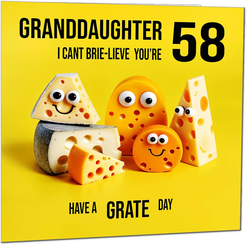 Granddaughter Birthday Card - Cheese Pun Funny Granddaughers