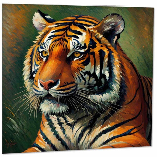 Tiger Greeting Card - Impressionist Art Tigers 145mm x 145mm