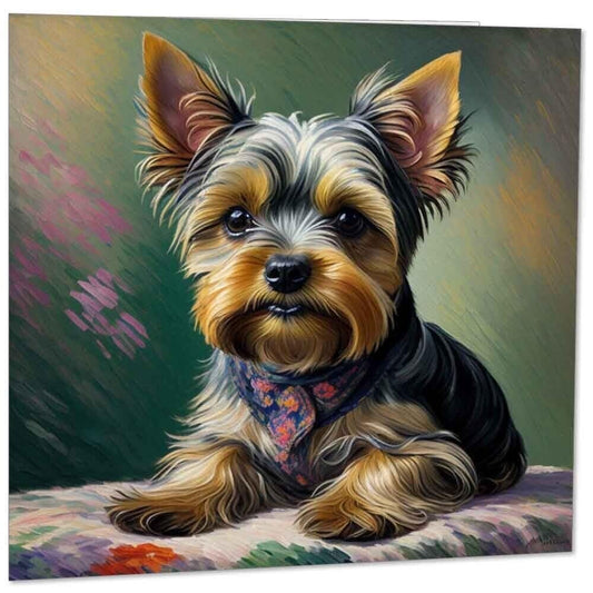 Yorkshire Terrier Greeting Card Animal Impressionism Art 145mm x 145mm