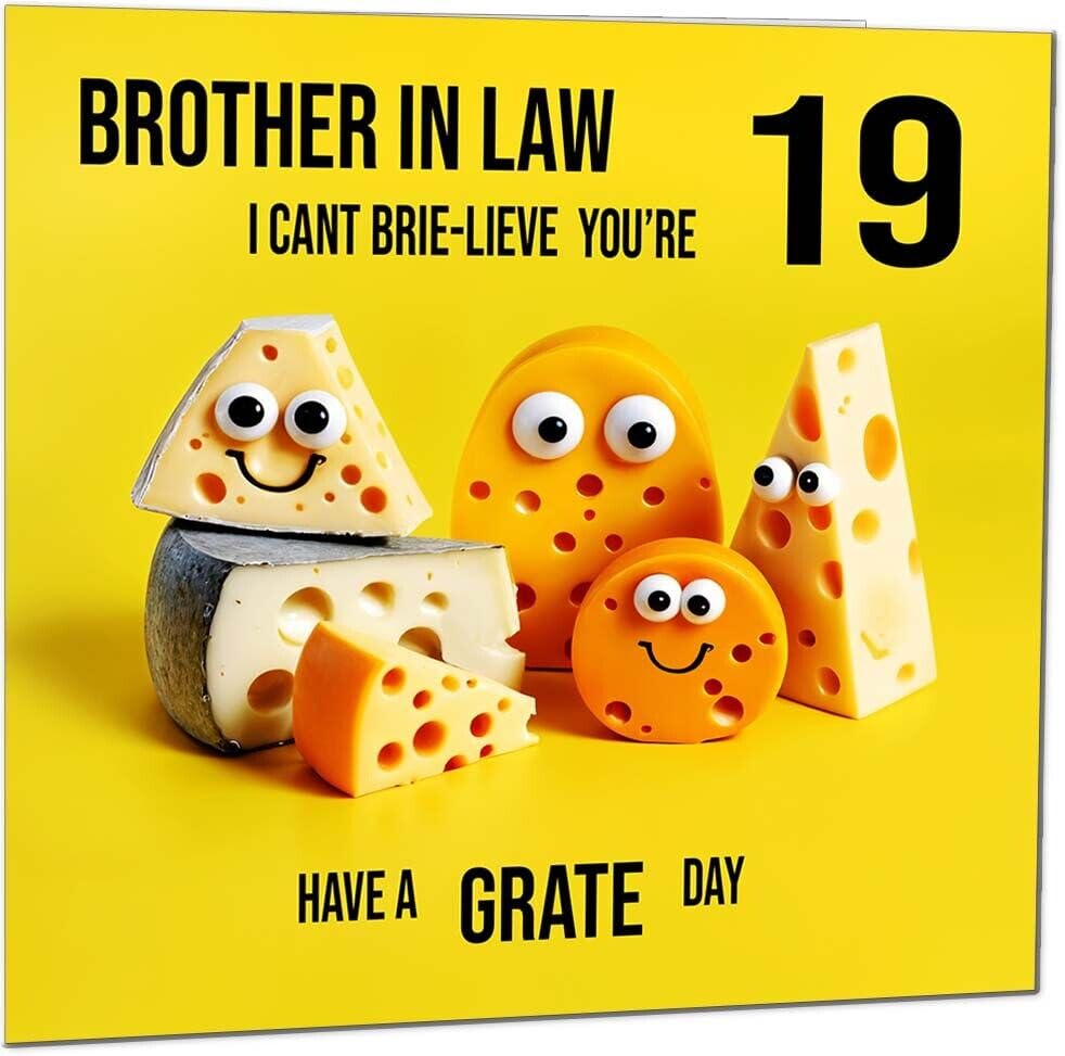 Brother in Law Birthday Card - Cheese Pun Funny Brother In Laws