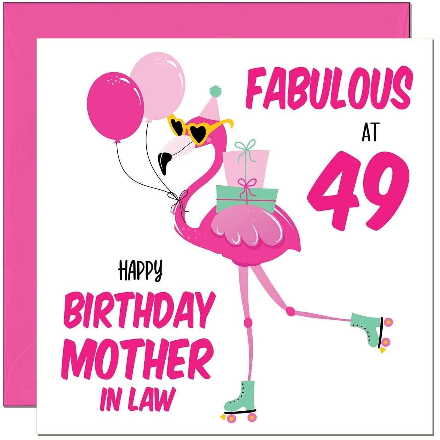 Mother In Law Birthday Card - Fabulous Flamingo - Pink Cute Mother-In-Laws