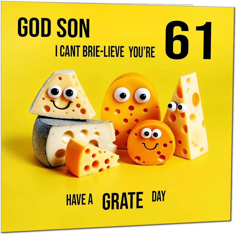 God Son Birthday Card - Cheese Pun Funny God Son's