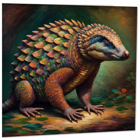 Armadillo Greeting Card Animal Impressionism Art 145mm x 145mm