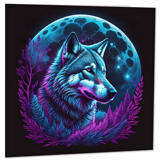 Wolf Moon Greeting Card - Wolf Illustration 145 x 145mm