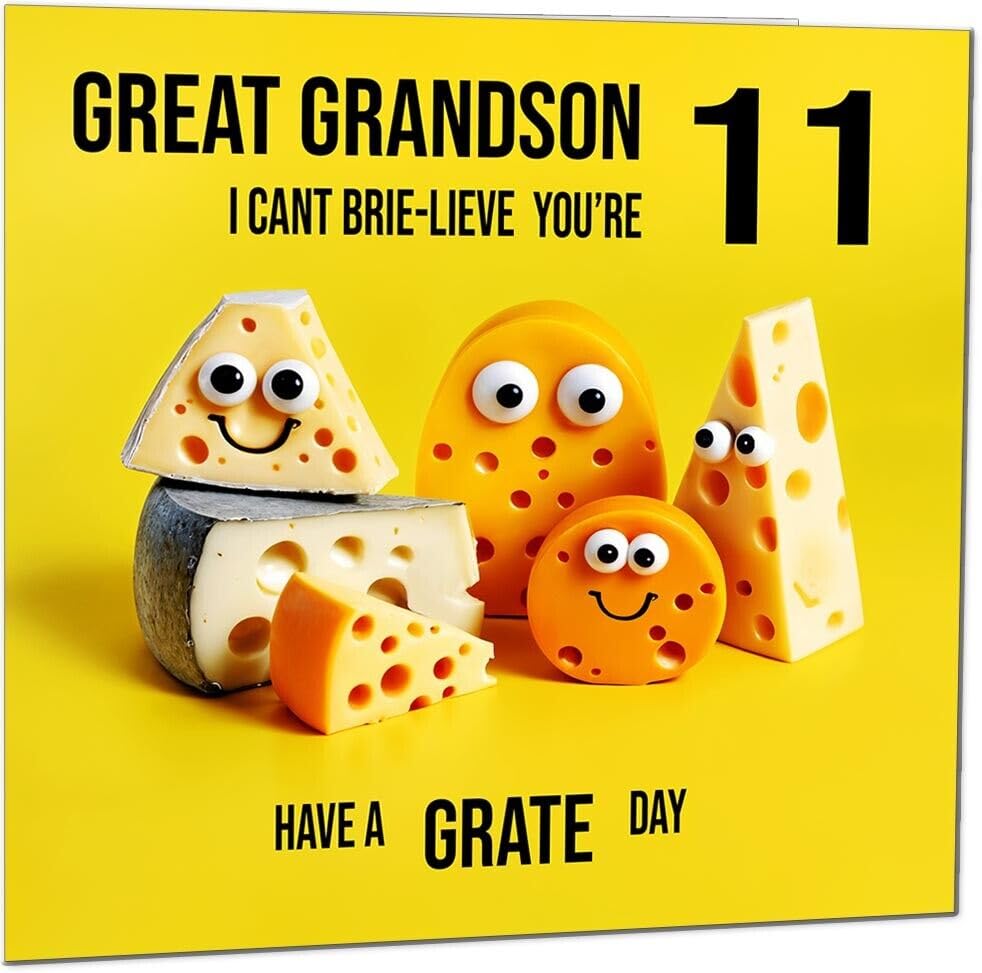 Great Grandson Birthday Card - Cheese Pun Funny Great Grandson