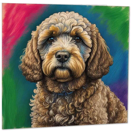 Cockapoo Greeting Card - Cockapoo Dog illustration 145mm x 145mm