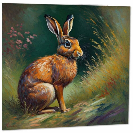Rabbit Greeting Card Animal Impressionism Art 145mm x 145mm