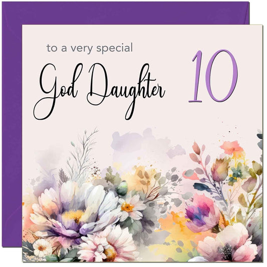 God Daughter Birthday Card - Purple Floral God-Daughter's