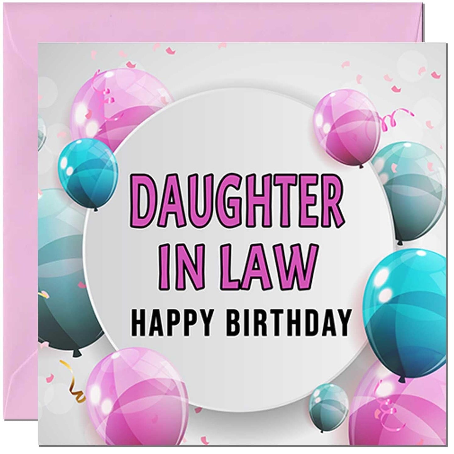 Birthday Card for women - Pink Turquoise Balloon Number