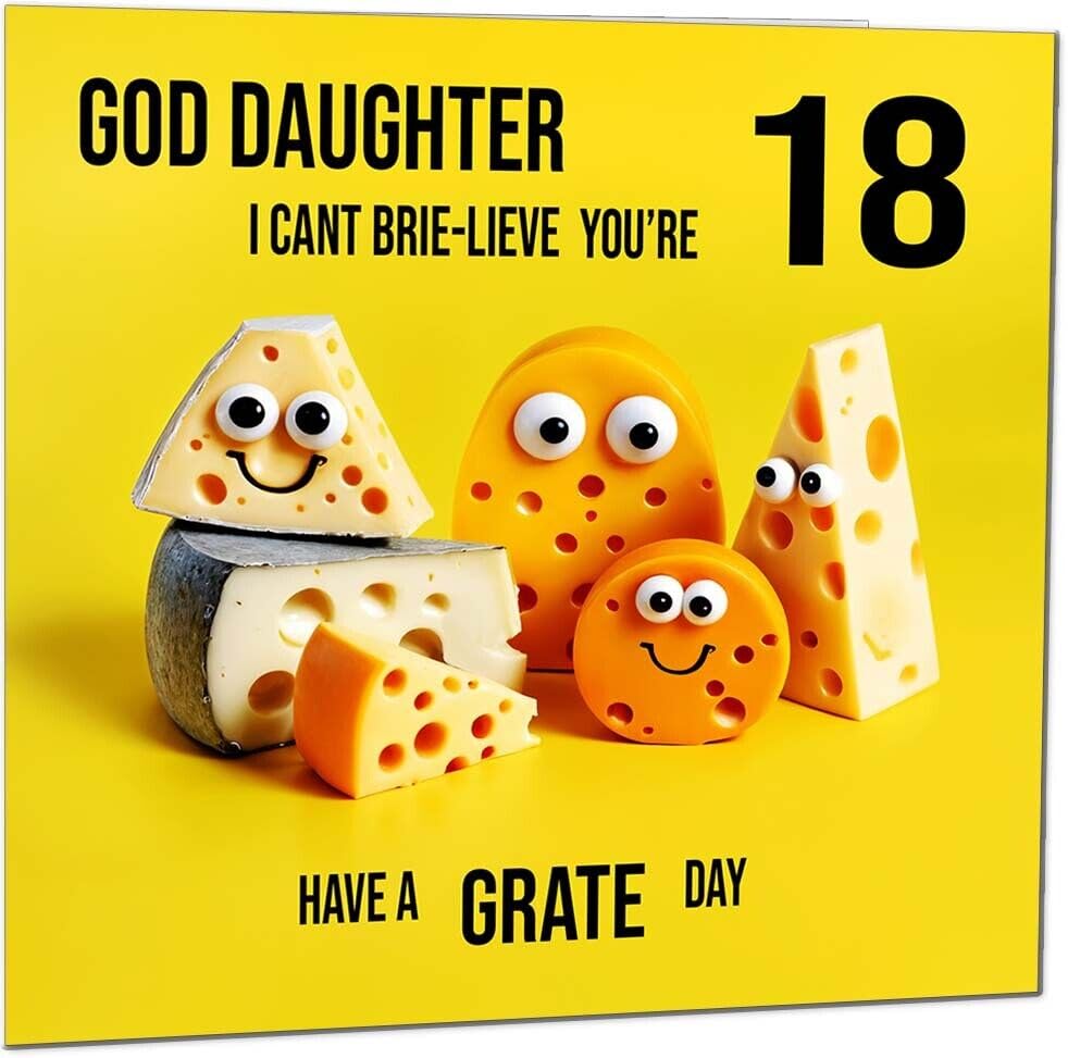 God Daughter Birthday Card - Cheese Pun Funny God Daughters