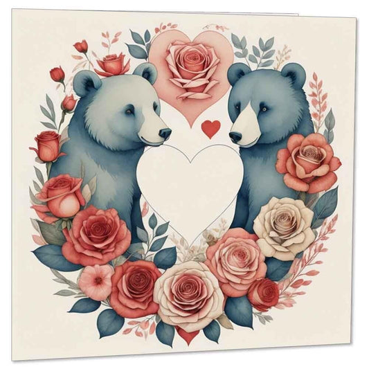 Bear Happy Anniversary Card Cute Bears Valentines romantic Cards 145mm x 145mm