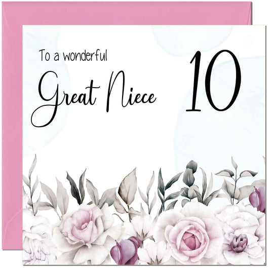 Great Niece's Birthday Card for Great Niece Floral Elegant