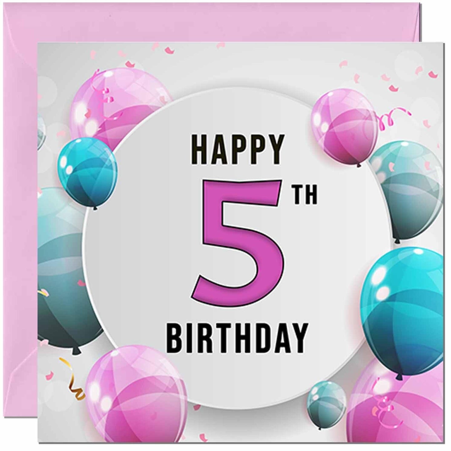 Birthday Card for women - Pink Turquoise Balloon Number