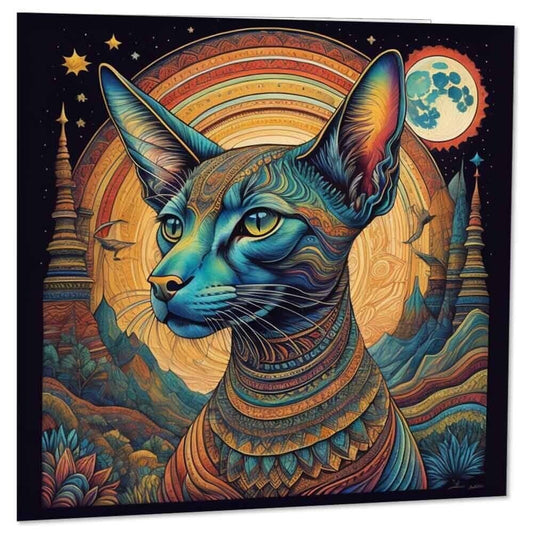 Sphynx Cat Greeting Card - Artistic Sphynx Birthday Card 145 x 145mm