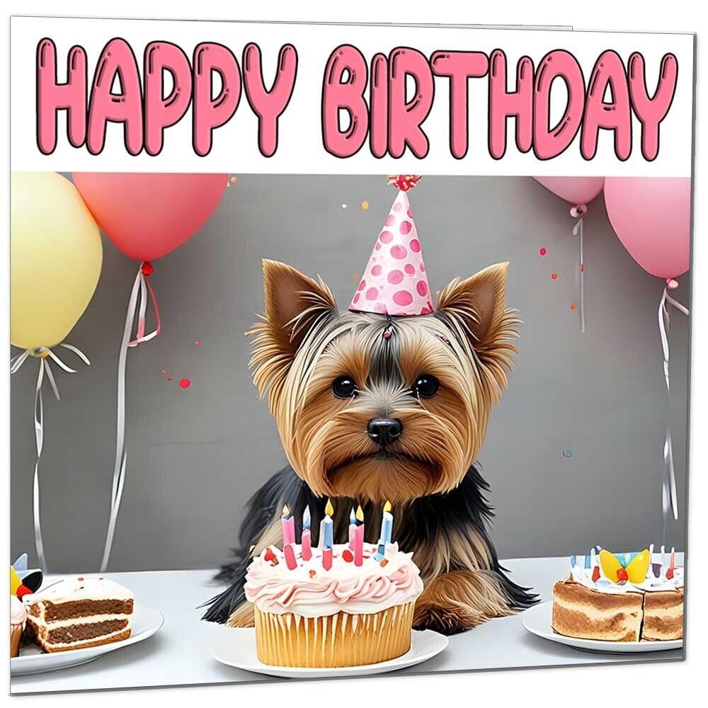 Yorkshire Terrier Birthday Card - Fun Dog bday Card 145 x 145mm