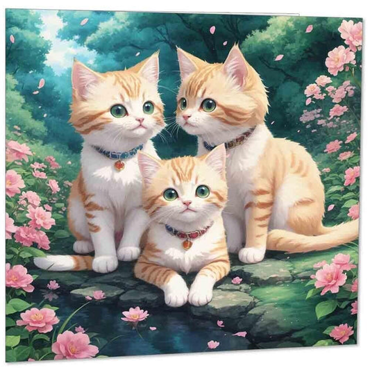 Cute Cat Kitten Greeting Card - Birthday Card Kitty 145mm x 145mm