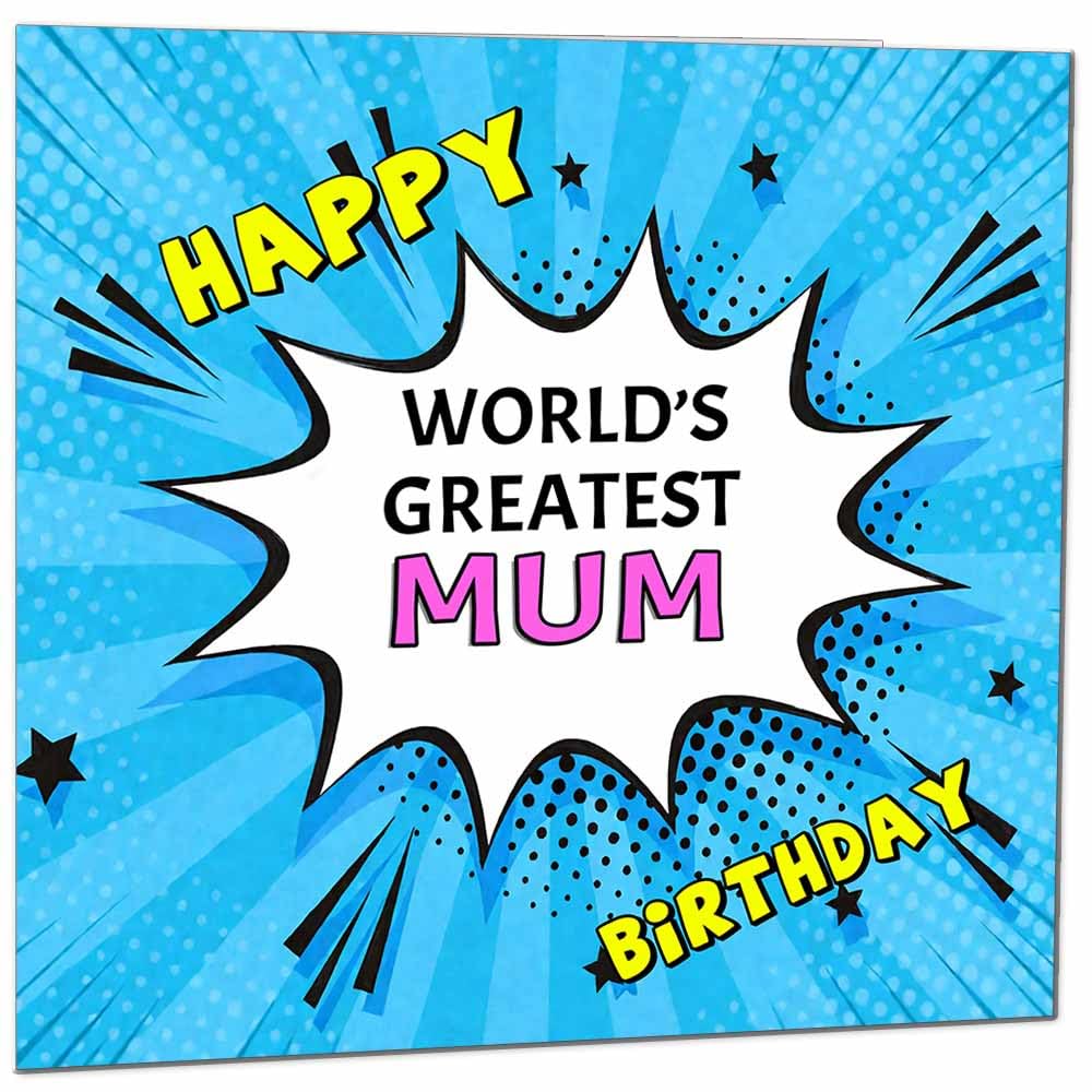 Wife Birthday Card - World's Greatest - Comic Book Pop Art Style Birthday Card for Wife