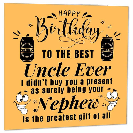 Birthday Card for Uncle From Nephew - Funny Uncle birthday cards 145 x 145mm