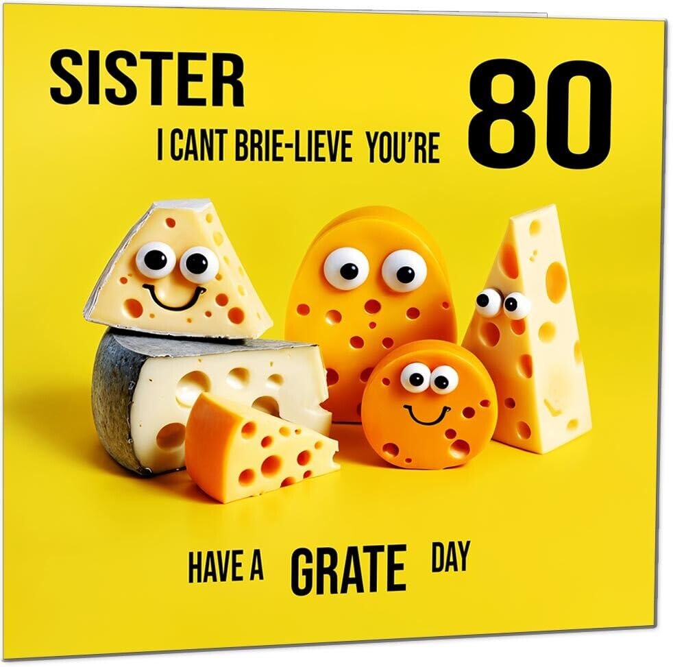 Sister Birthday Card - Cheese Pun Funny Sisters