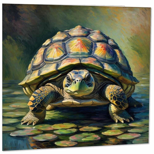 Tortoise Greeting Card - Animal Impressionist Art 145mm x 145mm