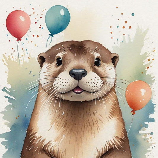 Otter Birthday Card - Happy birthday Otter bday Card 145 x 145mm