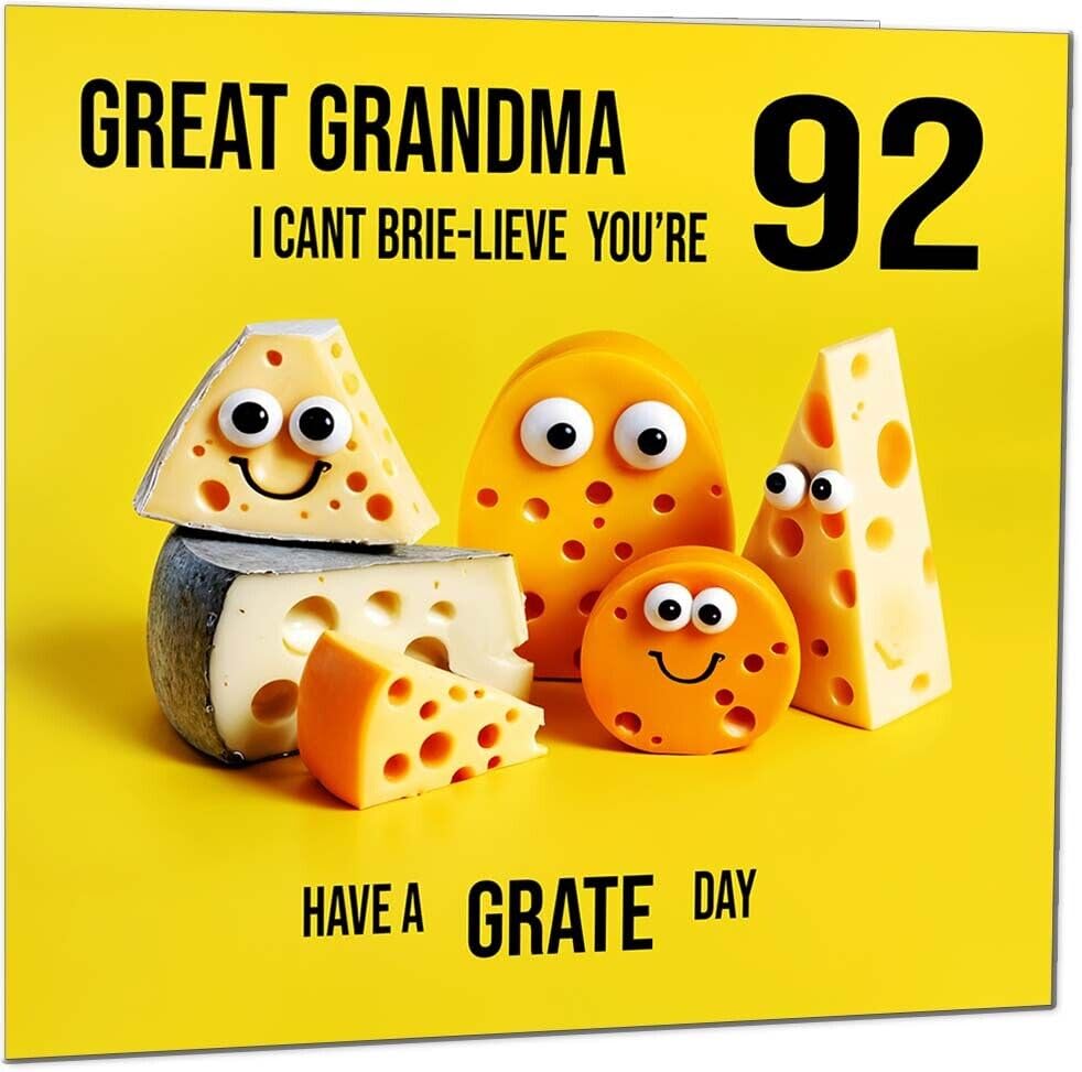 Great Grandma funny Birthday Card - Cheese Pun Funny Great Grandmas