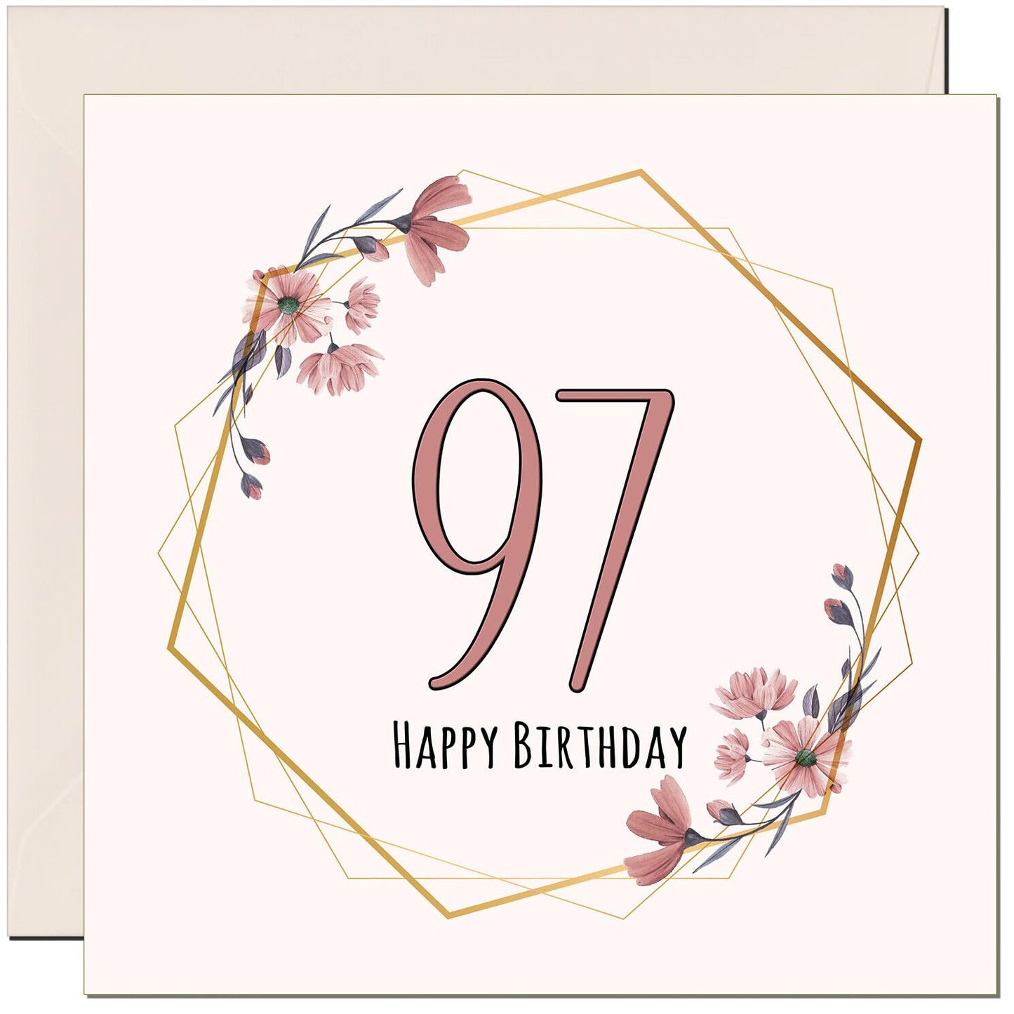 Floral Birthday Card for Women Elegant Beautiful