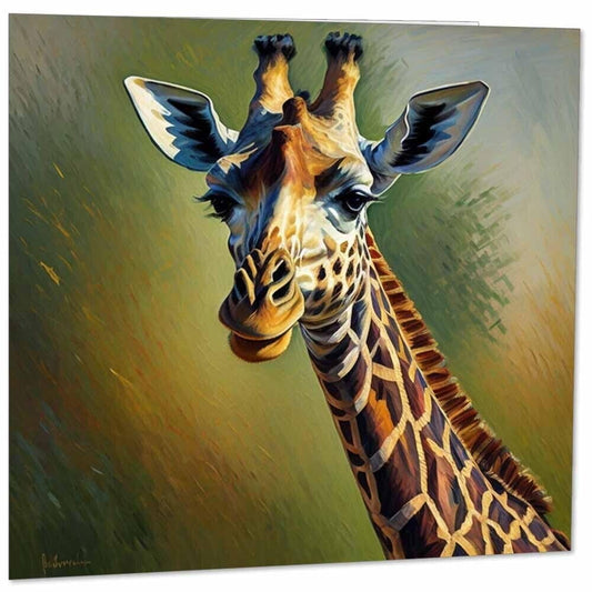Giraffe Greeting Card Animal Impressionism Art 145mm x 145mm