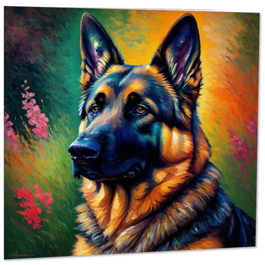German Shepherd Greeting Card - Dog Illustration Card 145mm x 145mm