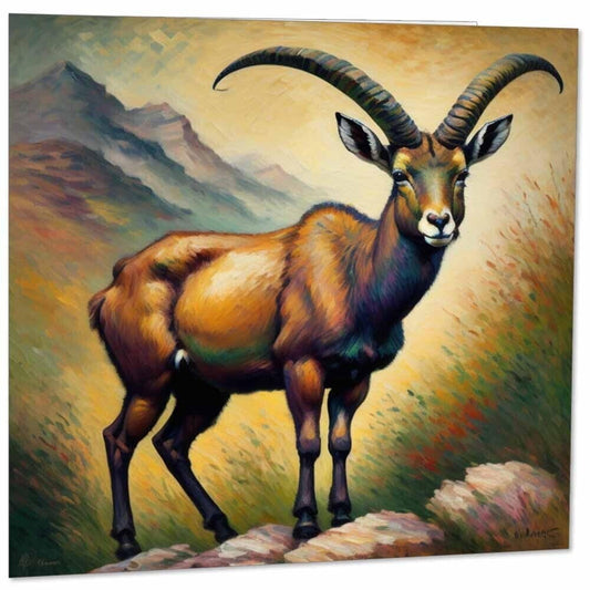 Ibex Greeting Card Animal Impressionism Art 145mm x 145mm
