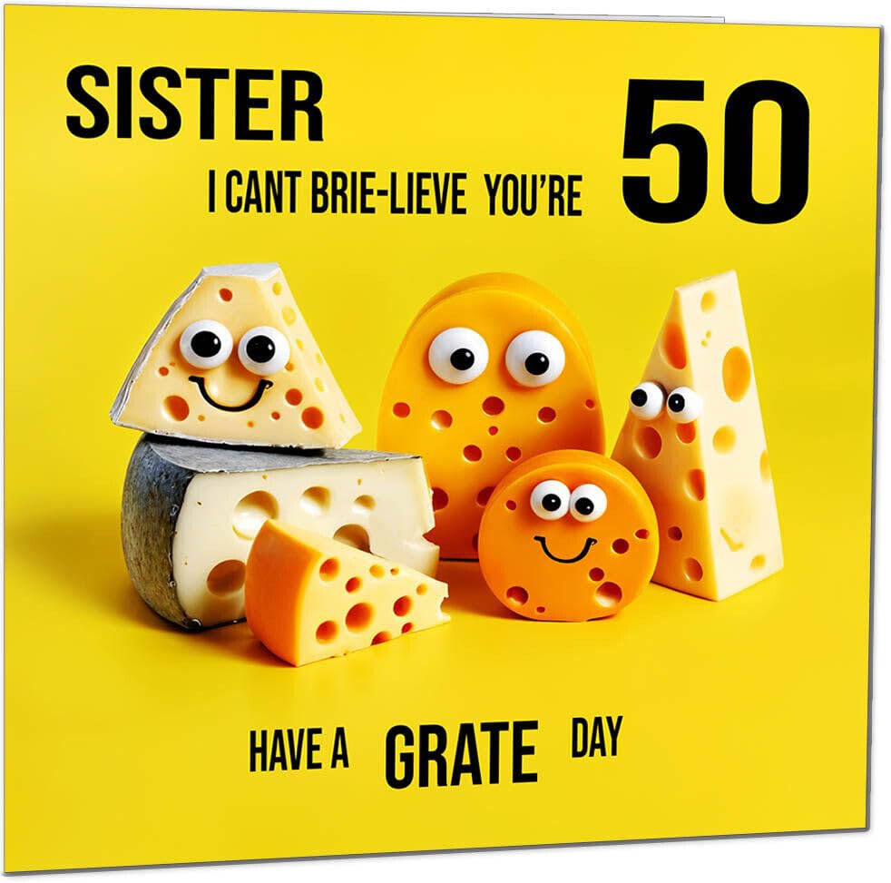 Sister Birthday Card - Cheese Pun Funny Sisters