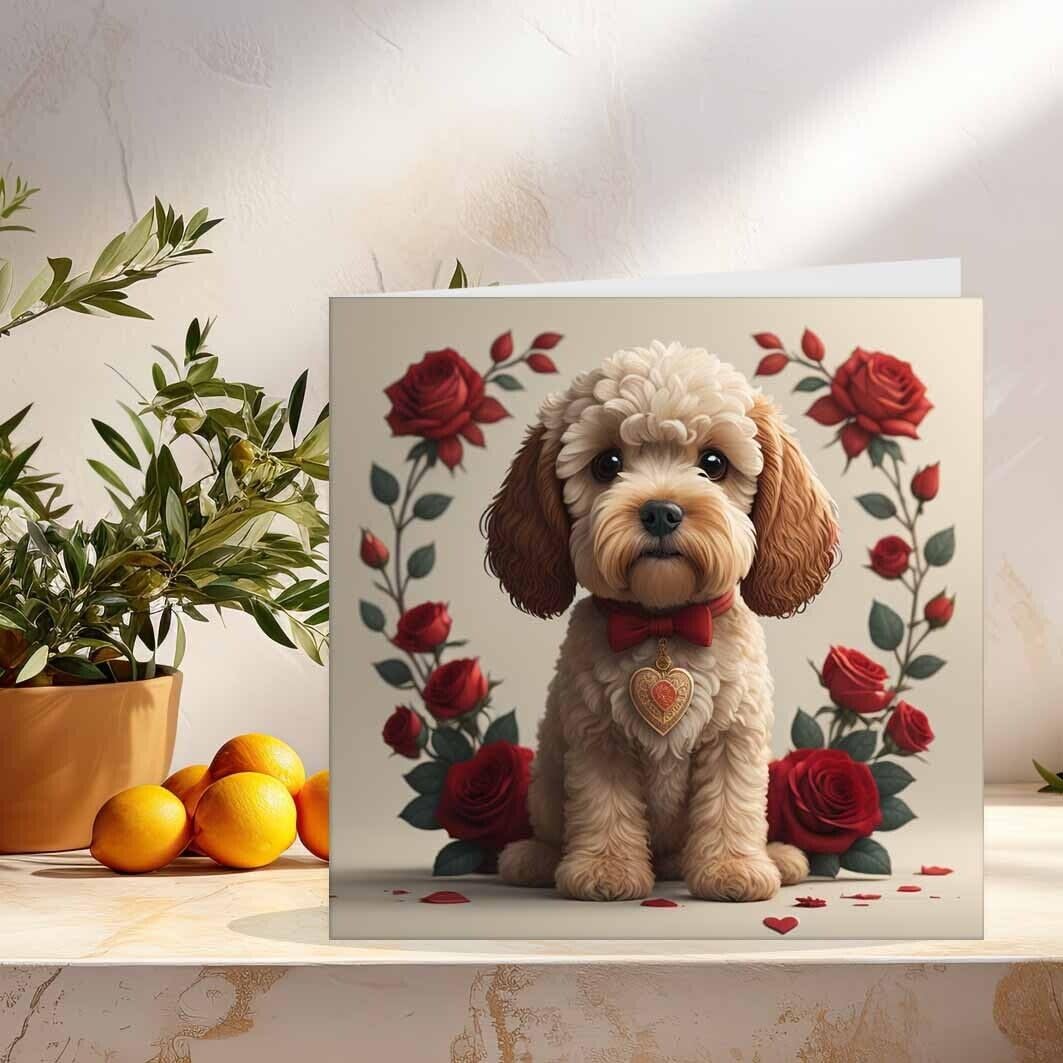 Cockapoo Greeting Card Cute Cockapoo Valentines Day Card 145mm x 145mm