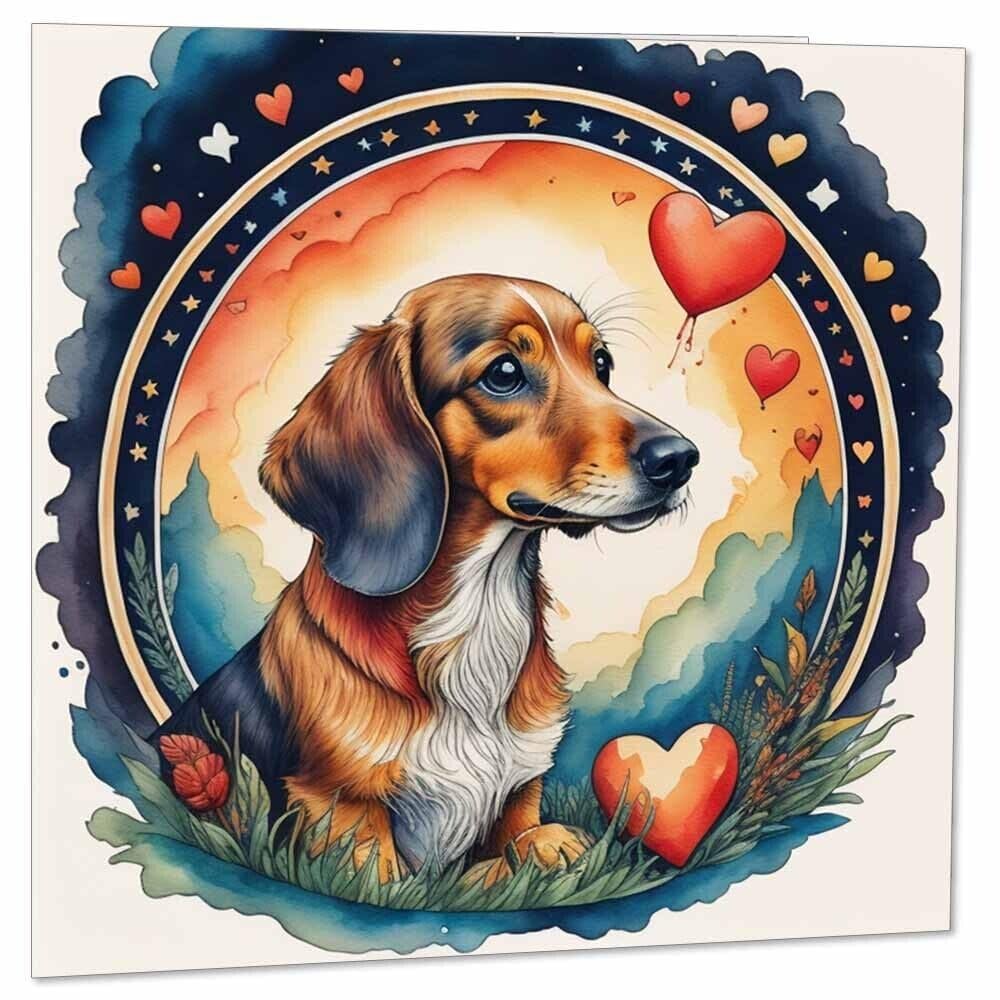 Dachshund Anniversary Card - Sausage Dog Card Love Valentines Day 145mm x 145mm