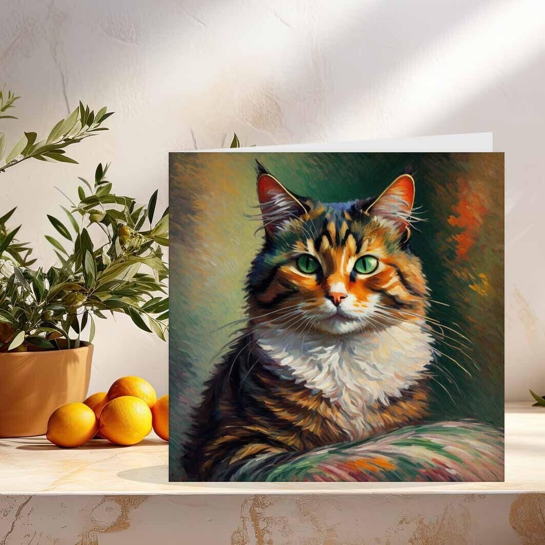 Cat Greeting Card Cat Art illustration 145mm x 145mm