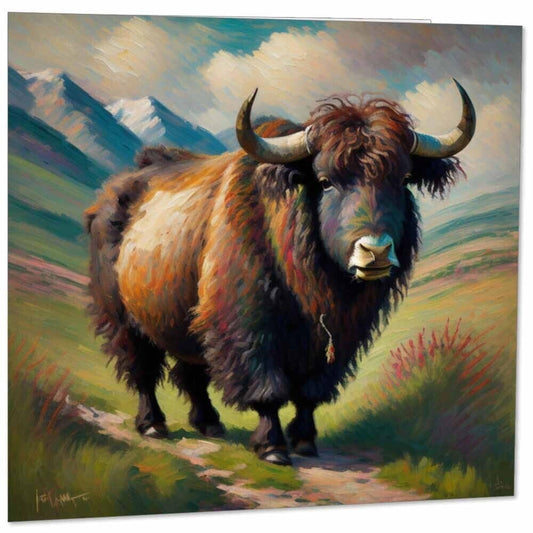 Yak Greeting Card Animal Impressionism Art 145mm x 145mm