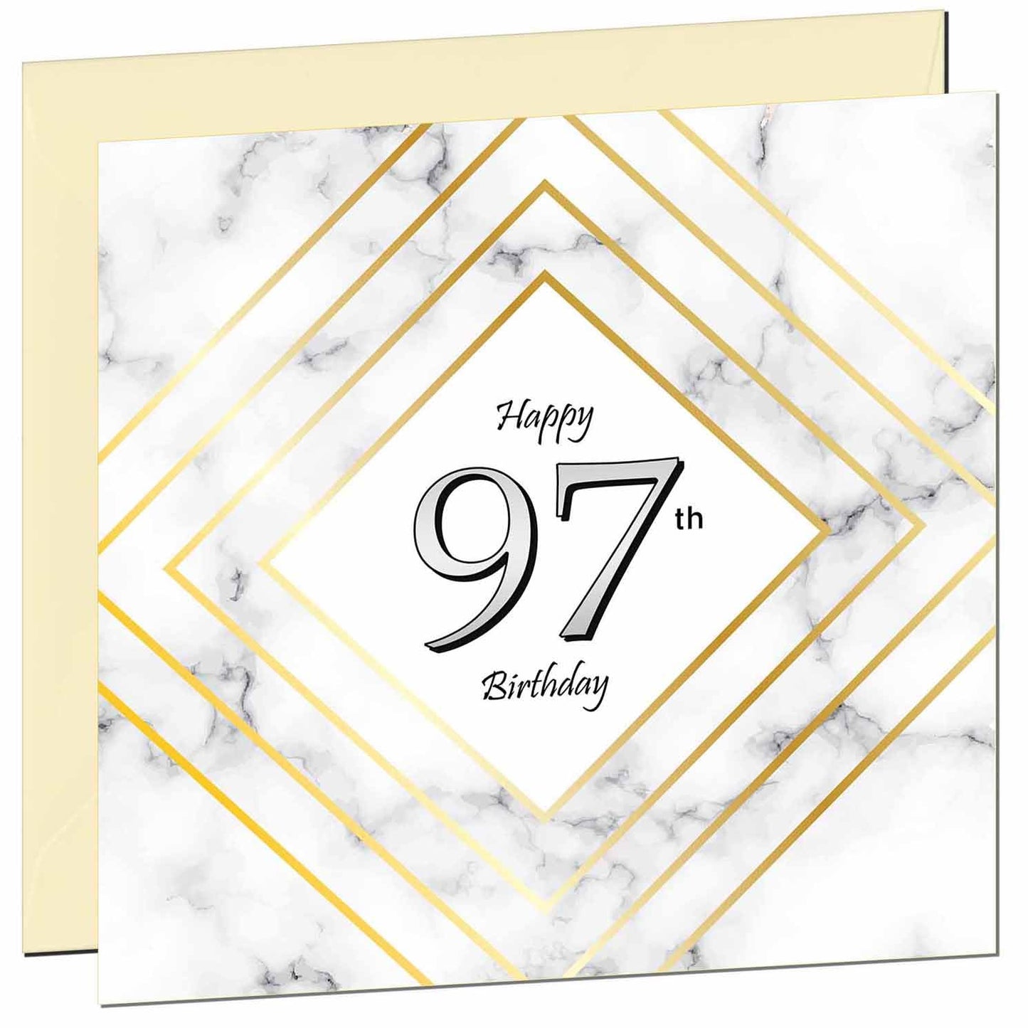 Birthday Card for Men Women - White Marble Gold - Birthday Cards for 59 year old Man FIfty Nine, Fifty Ninth Dad Grandad Grandpa Uncle Bday Gift Nan Mum Aunt