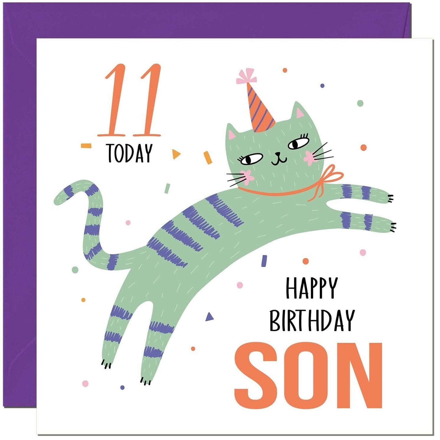 Son Birthday Card for Kids Cat Cute Sons