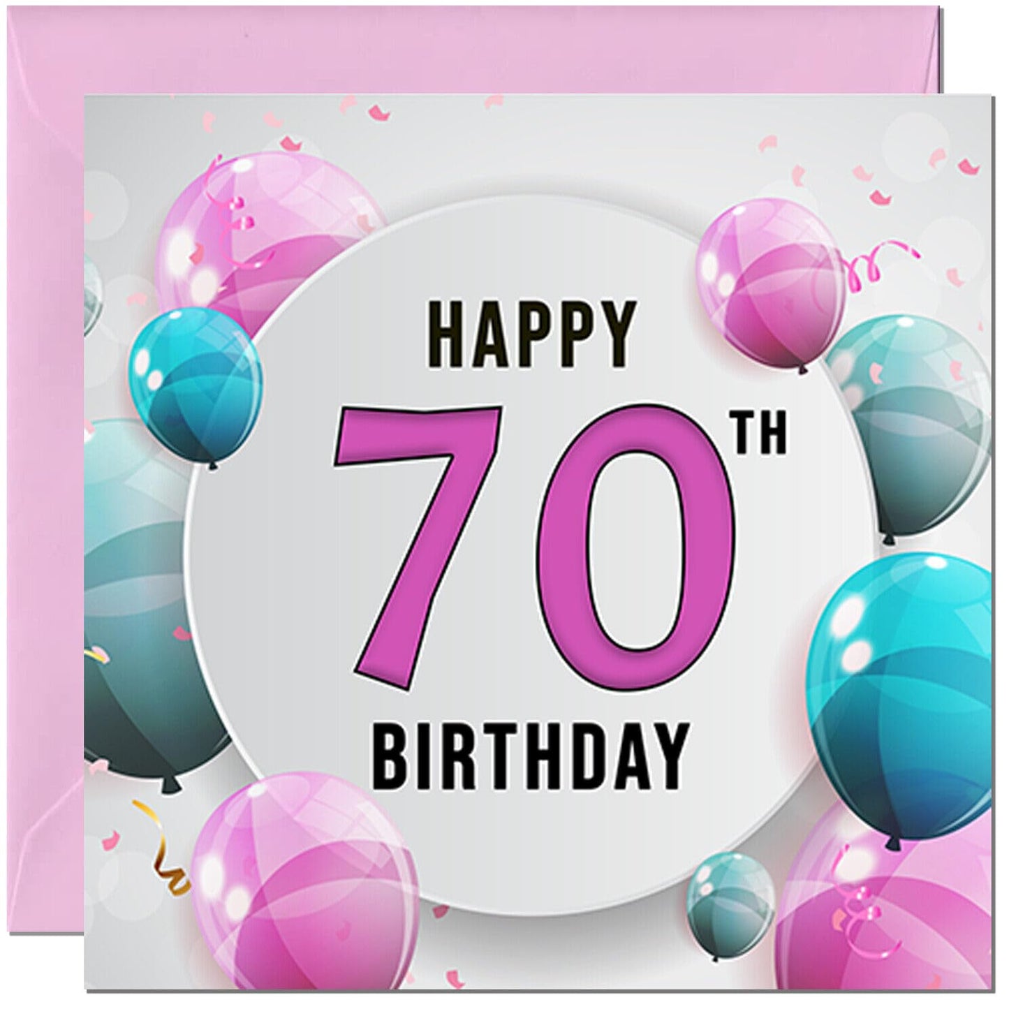 Birthday Card for women - Pink Turquoise Balloon Number