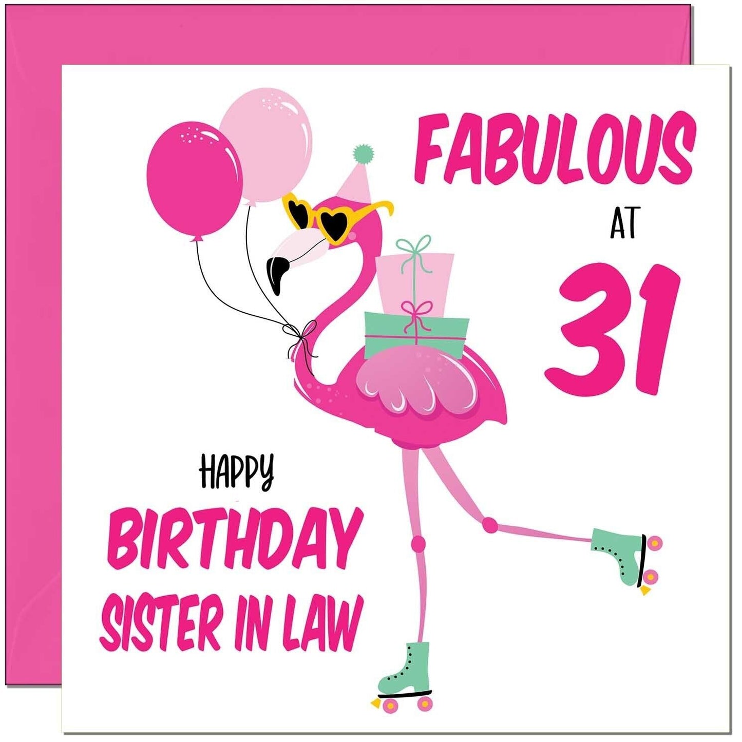 Sister in Law Birthday Card - Fabulous Flamingo - Pink Cute Sister-in-Laws