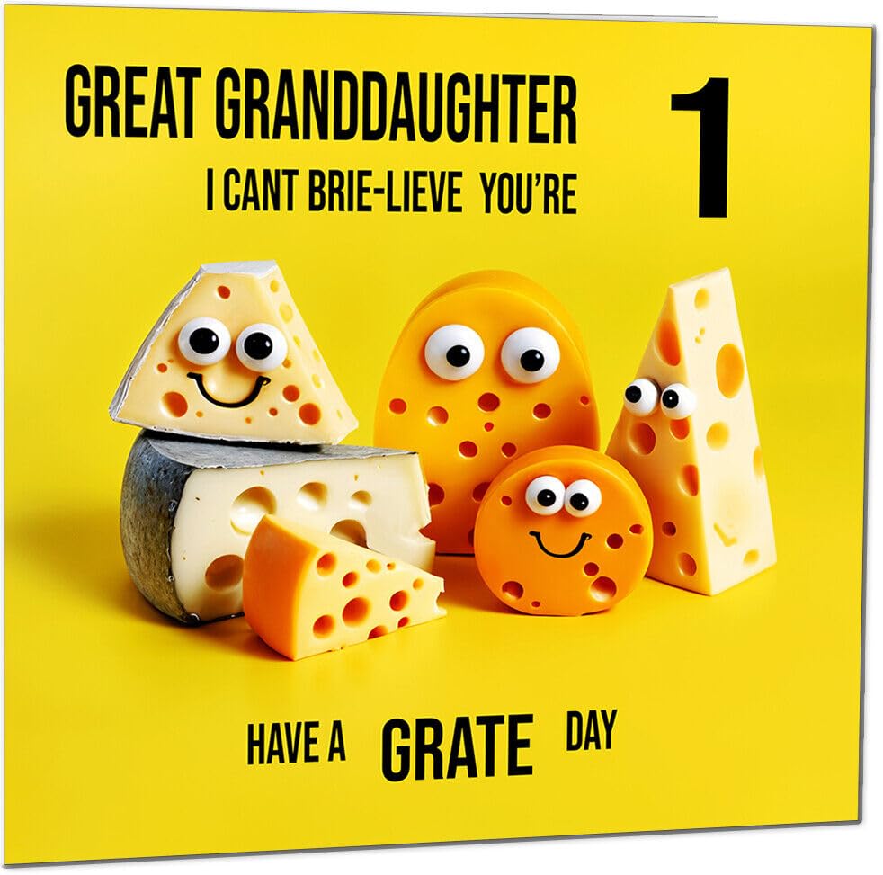 Great Granddaughter Birthday Card - Cheese Pun Funny Great Granddaughers